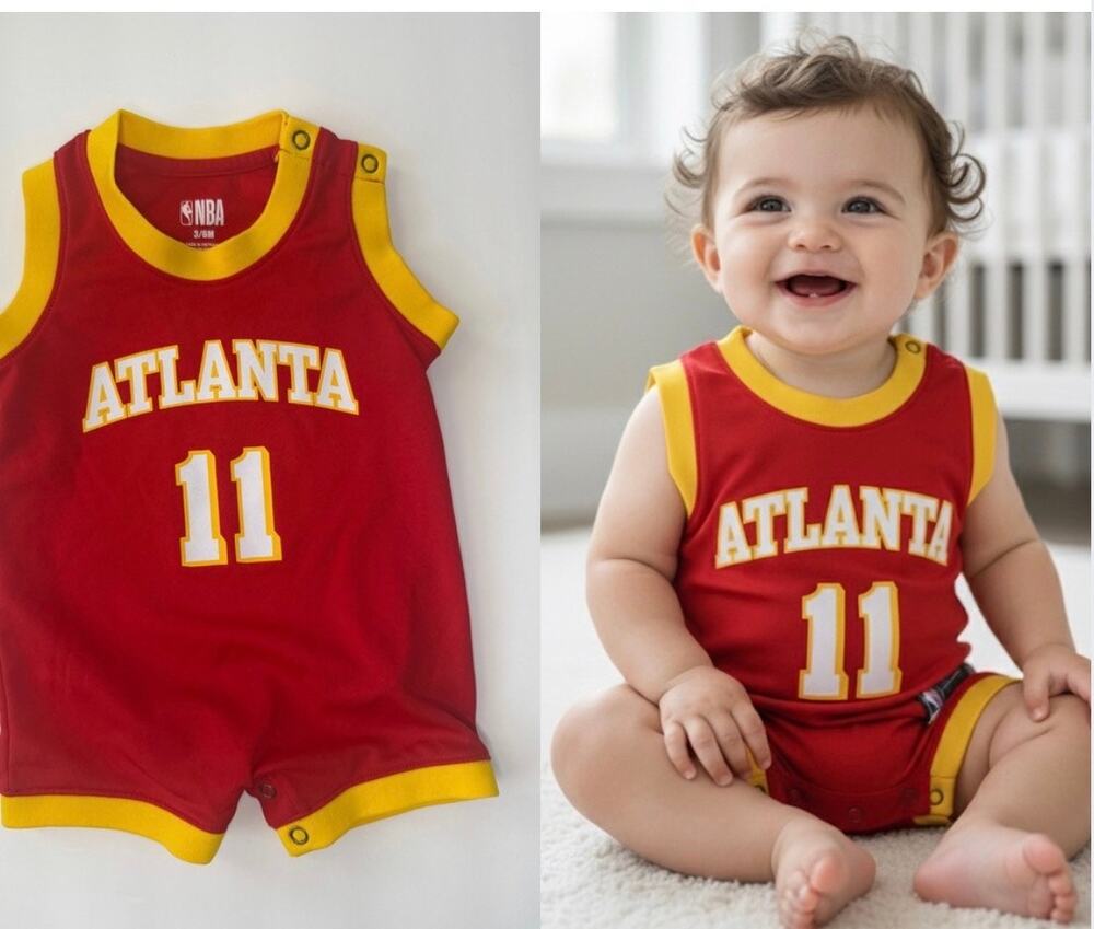 NBA Atlanta Hawks Trae Young #11 Infant Jersey Romper Red Yellow 3/6M